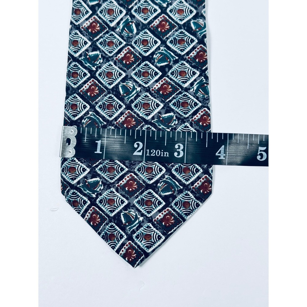 Christian Dior Monsieur Silk Necktie Blue Green Red Geometric Designer Vintage - Picture 9 of 11